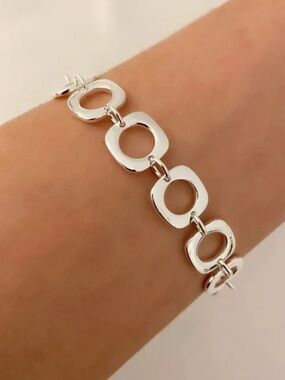 925 Sterling Silver Circle Link Bracelet Large Chunky Toggle
Chain Bracelet